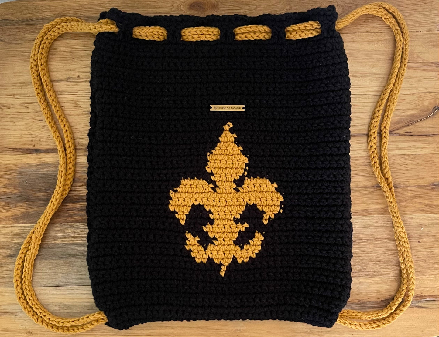 Drawstring Crochet Backpack